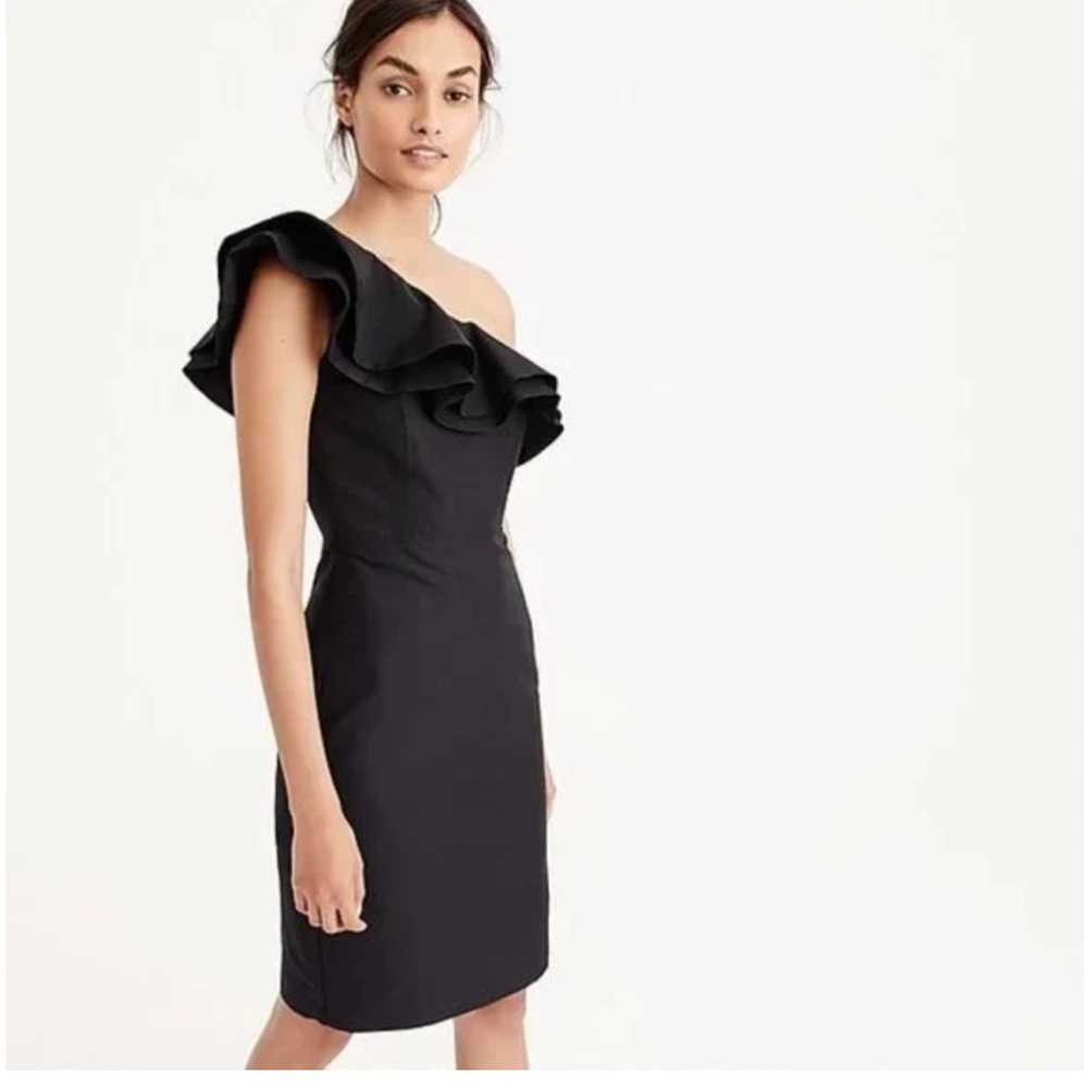 J. Crew Navy Blue One-Shoulder Ruffle Dress, 4